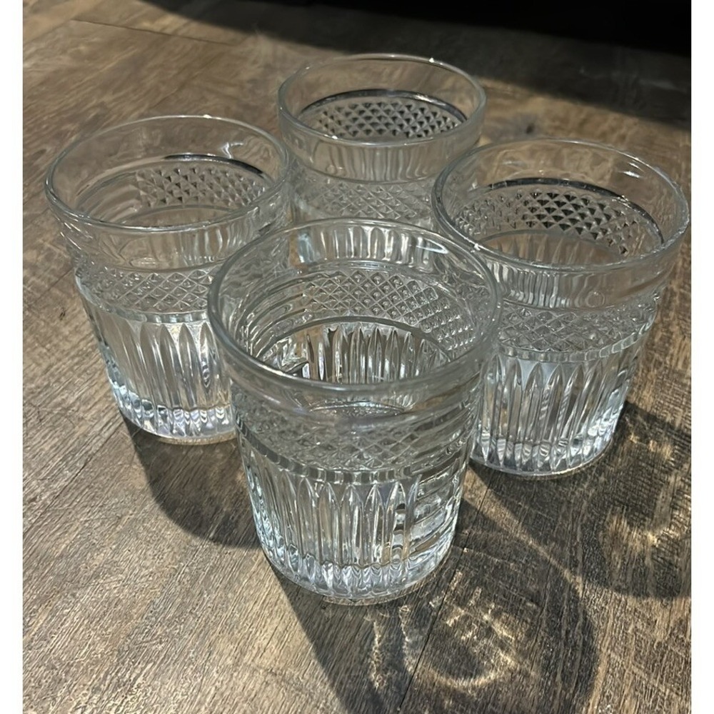 Set Of 4 Libbey RADIANT Double Old Fashioned Glasses 12oz EUC